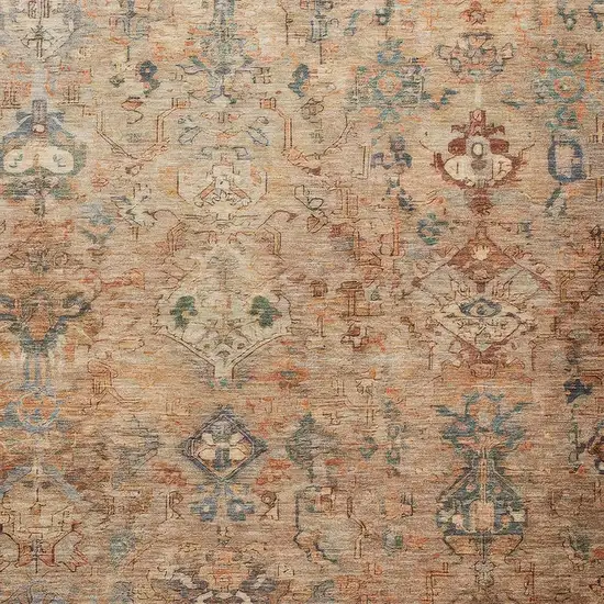 Copper And Gray Medallion Washable Indoor Outdoor Area Rug Photo 5