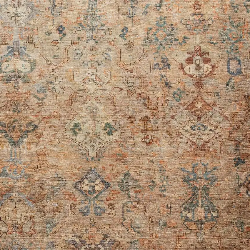 Copper And Gray Medallion Washable Indoor Outdoor Area Rug Photo 5