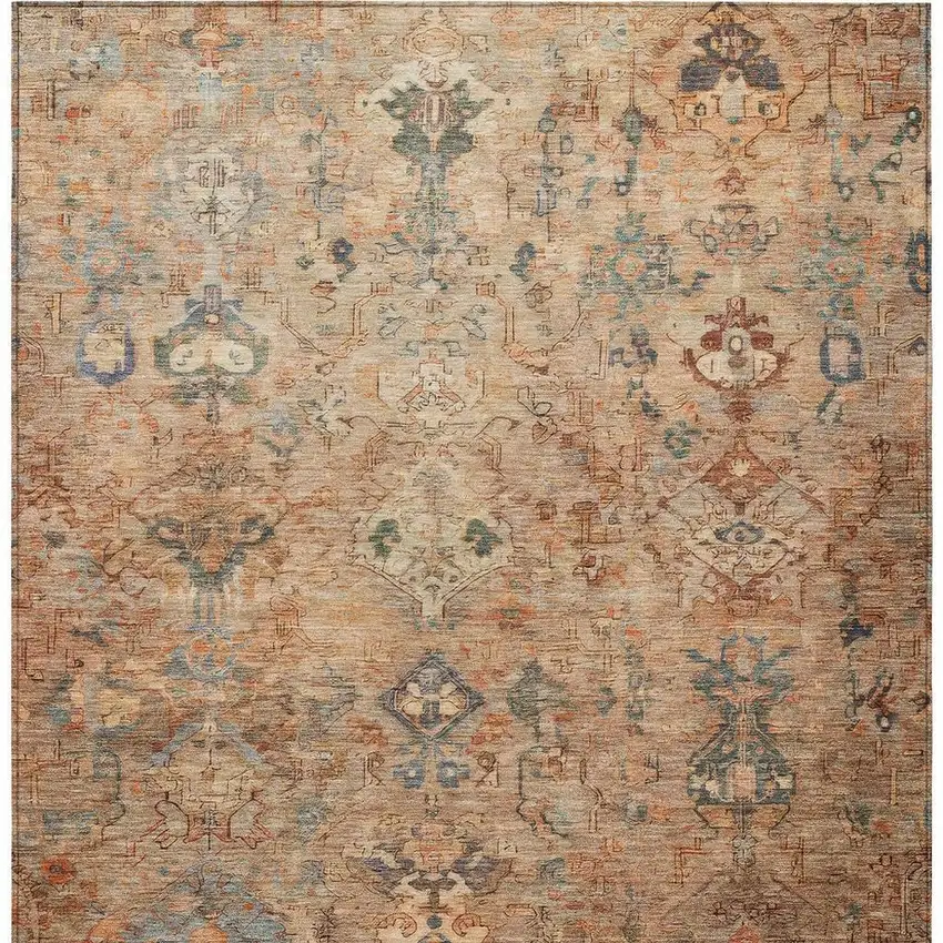 Copper And Gray Medallion Washable Indoor Outdoor Area Rug Photo 6