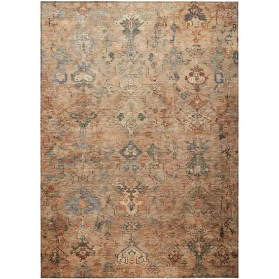 Copper And Gray Medallion Washable Indoor Outdoor Area Rug Photo 2