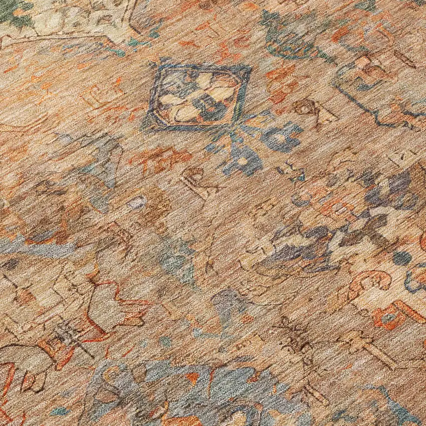 Copper And Gray Medallion Washable Indoor Outdoor Area Rug Photo 7