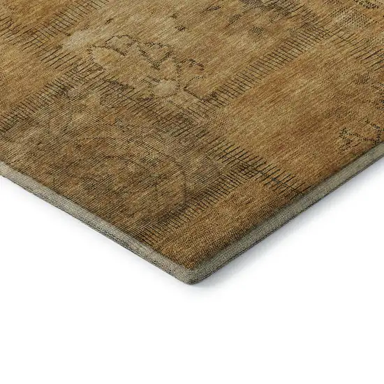 Copper And Gray Patchwork Washable Area Rug With UV Protection Photo 8