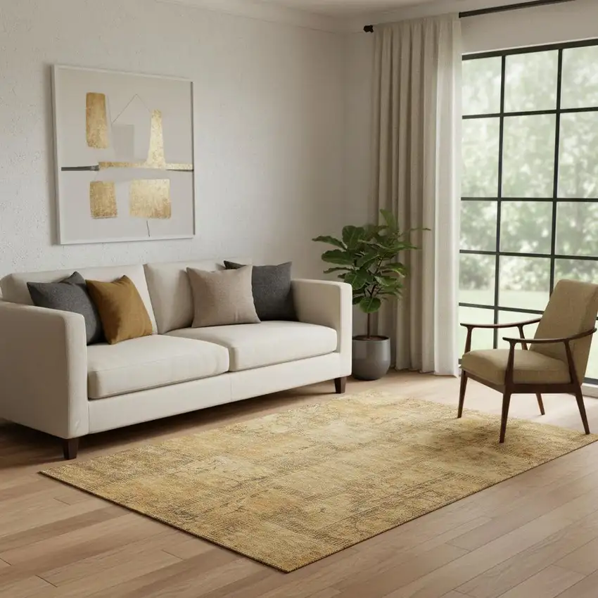 Copper And Gray Patchwork Washable Area Rug With UV Protection Photo 1