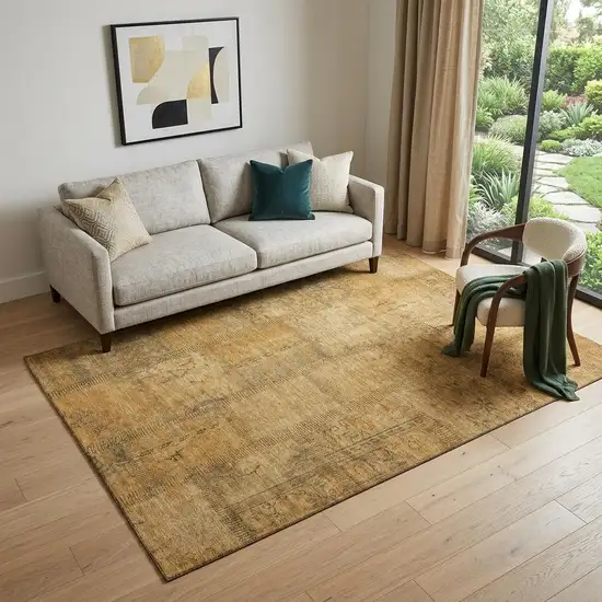 Copper And Gray Patchwork Washable Area Rug With UV Protection Photo 1