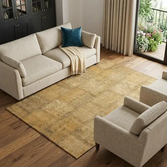 Copper And Gray Patchwork Washable Area Rug With UV Protection Photo 1