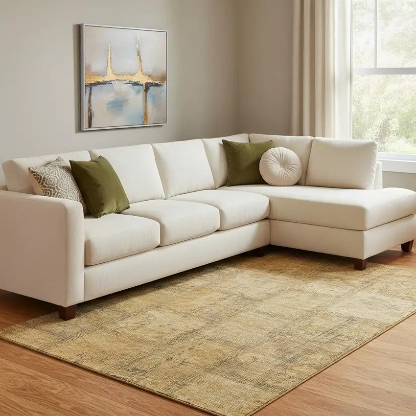 Copper And Gray Patchwork Washable Area Rug With UV Protection Photo 1