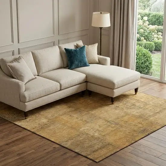 Copper And Gray Patchwork Washable Area Rug With UV Protection Photo 1