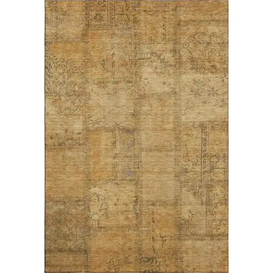 Copper And Gray Patchwork Washable Area Rug With UV Protection Photo 2