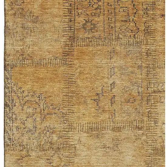 Copper And Gray Patchwork Washable Area Rug With UV Protection Photo 4