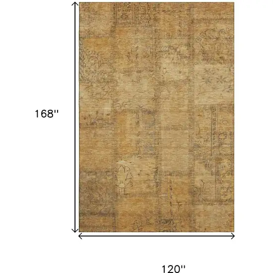 Copper And Gray Patchwork Washable Area Rug With UV Protection Photo 3