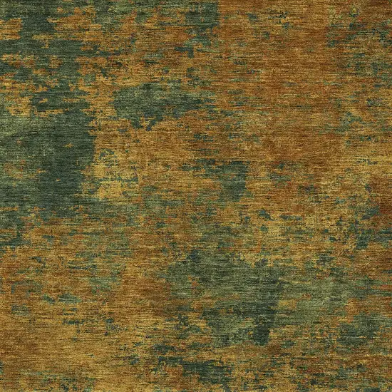 Copper And Green Abstract Washable Indoor Outdoor Area Rug Photo 5