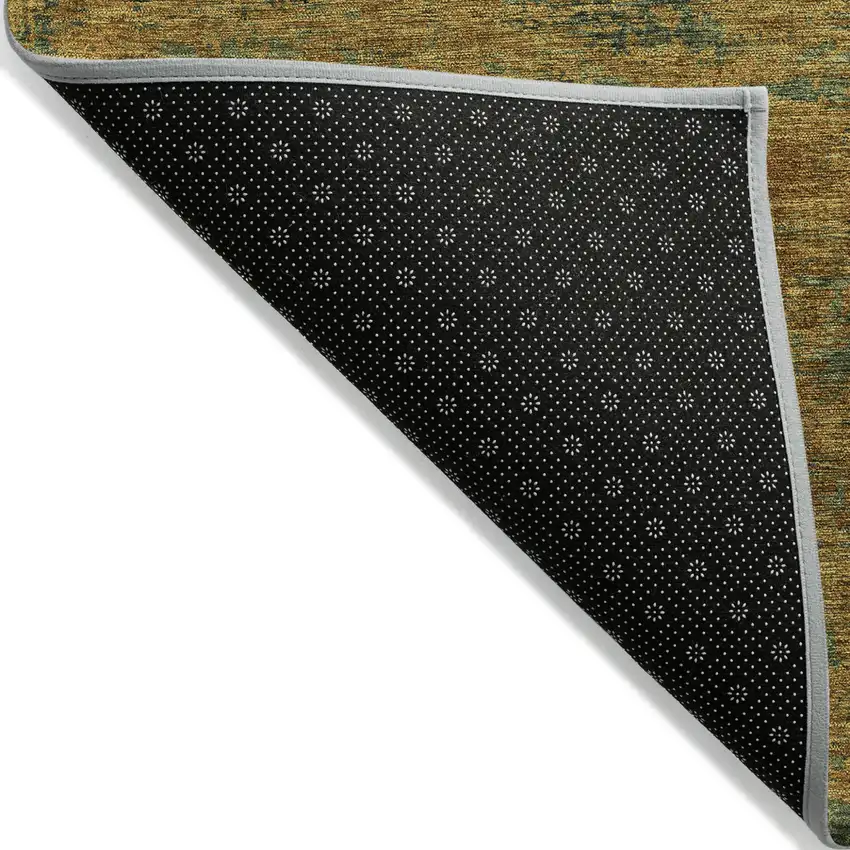Copper And Green Abstract Washable Indoor Outdoor Area Rug Photo 3