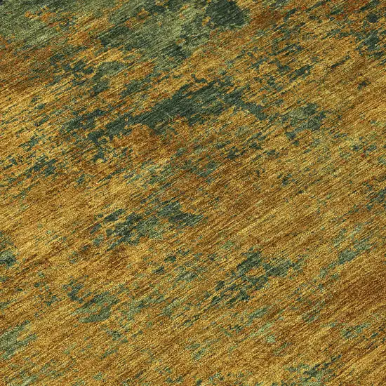 Copper And Green Abstract Washable Indoor Outdoor Area Rug Photo 8