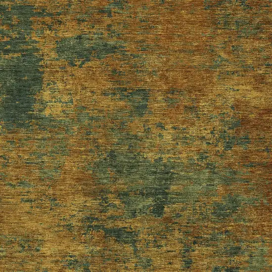 Copper And Green Abstract Washable Indoor Outdoor Area Rug Photo 5