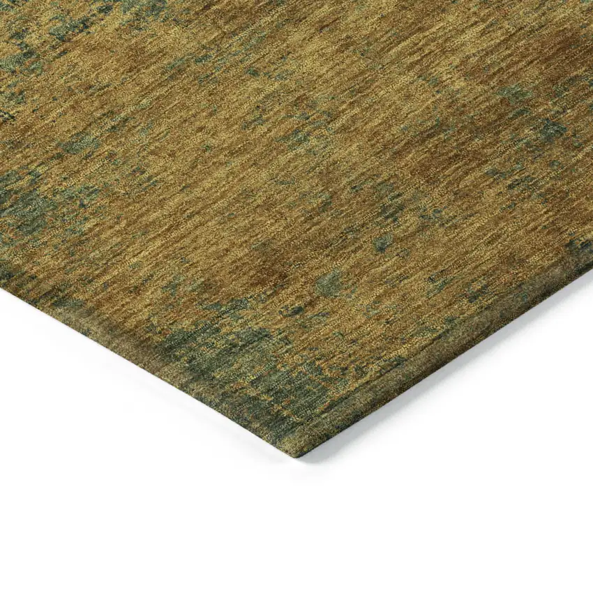 Copper And Green Abstract Washable Indoor Outdoor Area Rug Photo 4