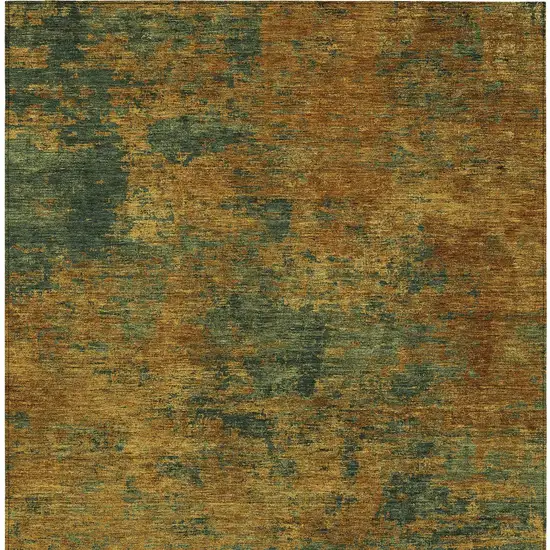 Copper And Green Abstract Washable Indoor Outdoor Area Rug Photo 6
