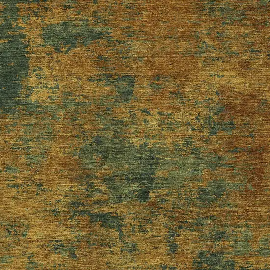 Copper And Green Abstract Washable Indoor Outdoor Area Rug Photo 5