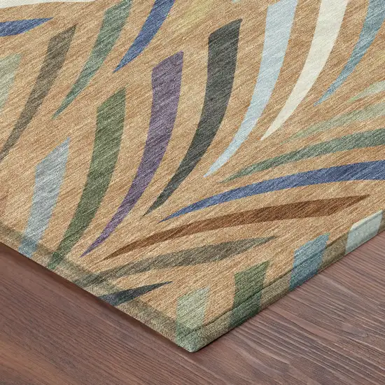 Copper And Green Abstract Washable Indoor Outdoor Area Rug Photo 8