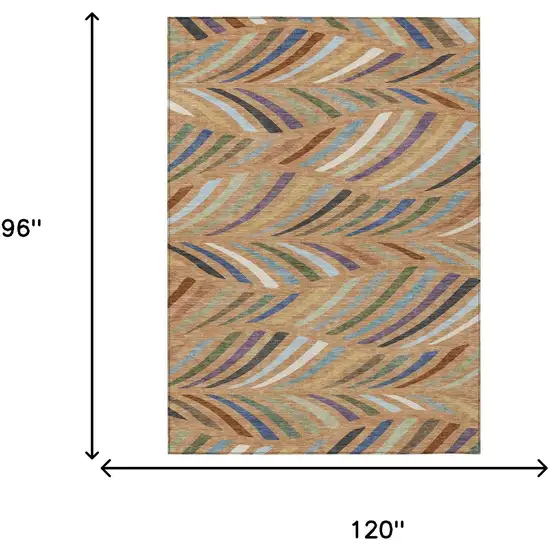 Copper And Green Abstract Washable Indoor Outdoor Area Rug Photo 6