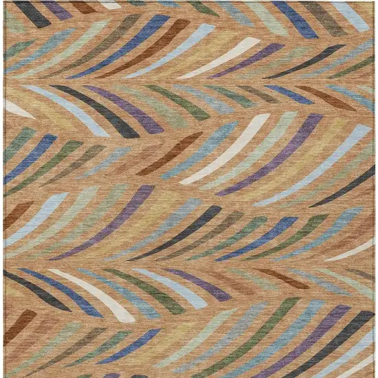 Copper And Green Abstract Washable Indoor Outdoor Area Rug Photo 3