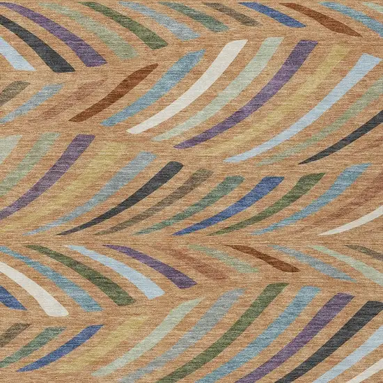 Copper And Green Abstract Washable Indoor Outdoor Area Rug Photo 2
