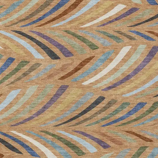 Copper And Green Abstract Washable Indoor Outdoor Area Rug Photo 2