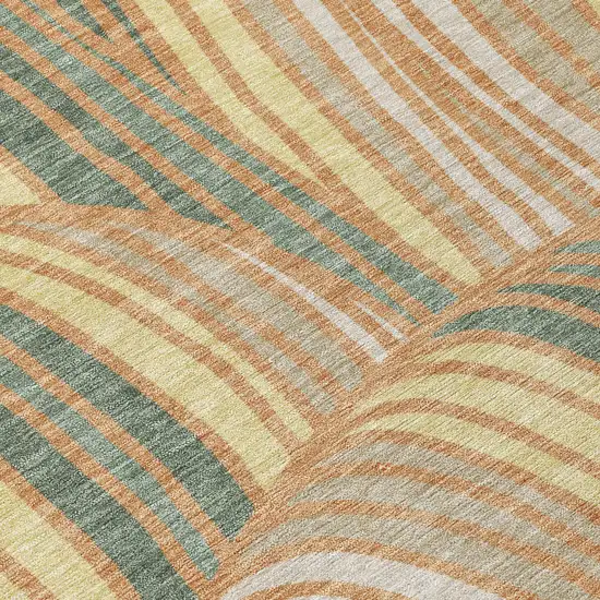 Copper And Green Abstract Washable Indoor Outdoor Area Rug Photo 9