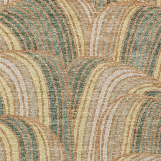 Copper And Green Abstract Washable Indoor Outdoor Area Rug Photo 2