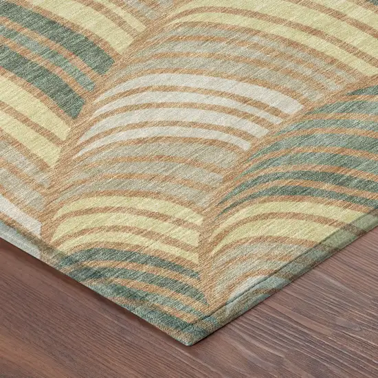 Copper And Green Abstract Washable Indoor Outdoor Area Rug Photo 8