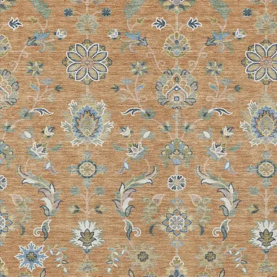 Copper And Green Abstract Washable Indoor Outdoor Area Rug Photo 2