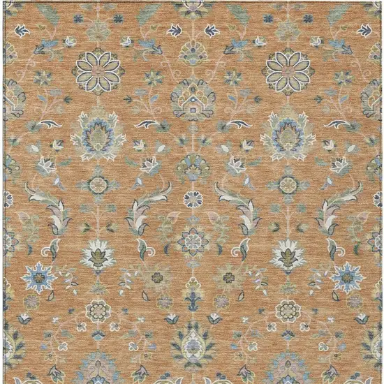 Copper And Green Abstract Washable Indoor Outdoor Area Rug Photo 3