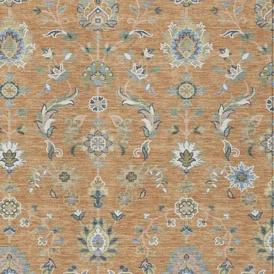Copper And Green Abstract Washable Indoor Outdoor Area Rug Photo 2
