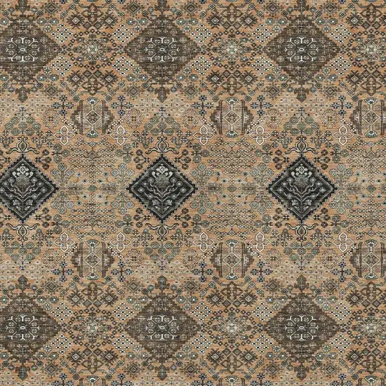 Copper And Green Geometric Washable Indoor Outdoor Area Rug Photo 2