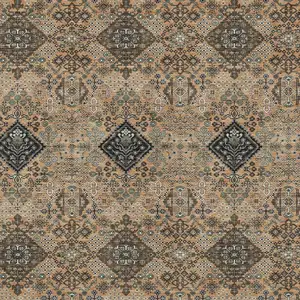 Photo of Copper And Green Geometric Washable Indoor Outdoor Area Rug