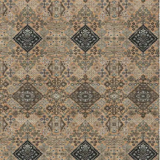 Copper And Green Geometric Washable Indoor Outdoor Area Rug Photo 2