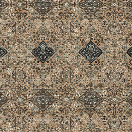 Copper And Green Geometric Washable Indoor Outdoor Area Rug Photo 2