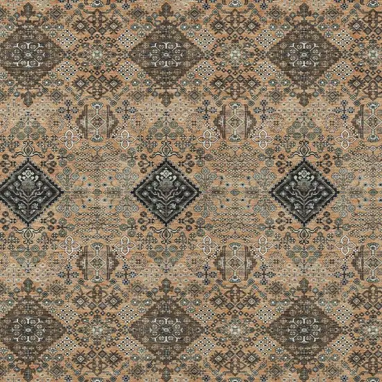 Copper And Green Geometric Washable Indoor Outdoor Area Rug Photo 2