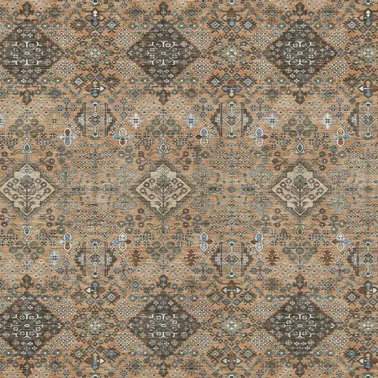 Copper And Green Geometric Washable Indoor Outdoor Area Rug Photo 2