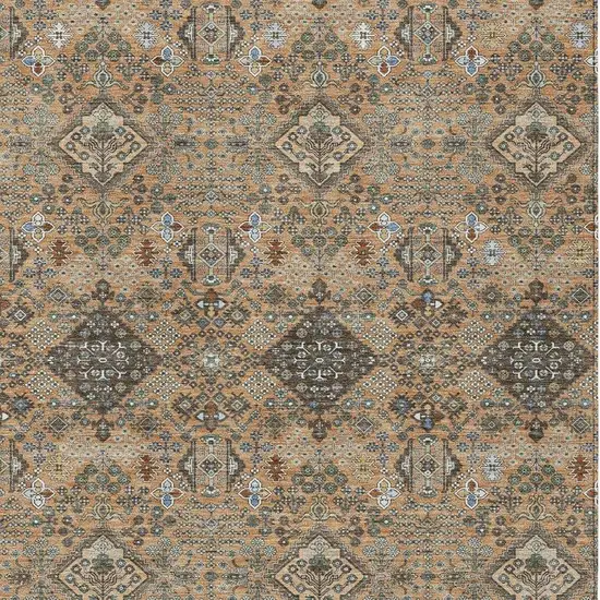 Copper And Green Geometric Washable Indoor Outdoor Area Rug Photo 2