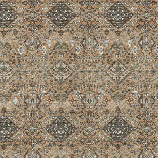 Copper And Green Geometric Washable Indoor Outdoor Area Rug Photo 2