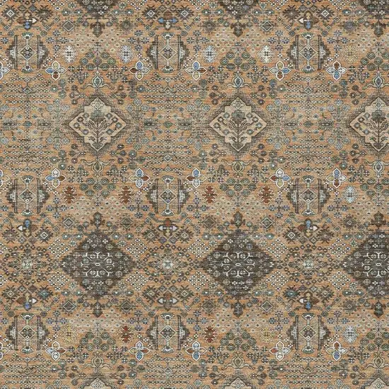 Copper And Green Geometric Washable Indoor Outdoor Area Rug Photo 2