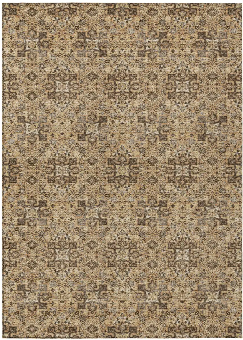 Copper And Green Oriental Washable Indoor Outdoor Area Rug Photo 2