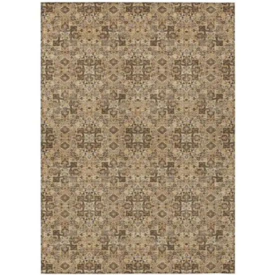 Copper And Green Oriental Washable Indoor Outdoor Area Rug Photo 2