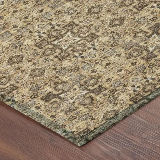Copper And Green Oriental Washable Indoor Outdoor Area Rug Photo 5