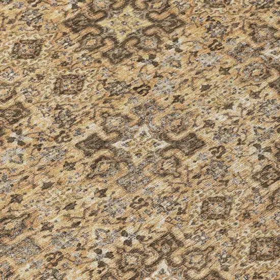 Copper And Green Oriental Washable Indoor Outdoor Area Rug Photo 6
