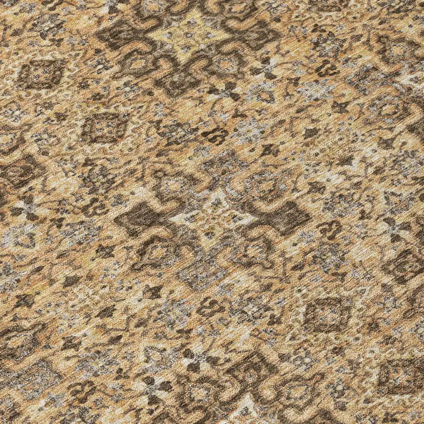 Copper And Green Oriental Washable Indoor Outdoor Area Rug Photo 6