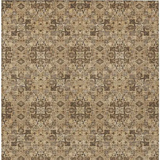 Copper And Green Oriental Washable Indoor Outdoor Area Rug Photo 3