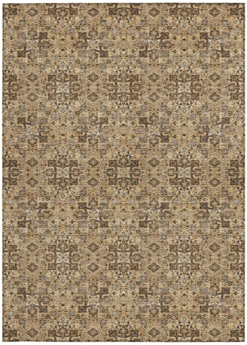 Copper And Green Oriental Washable Indoor Outdoor Area Rug Photo 4