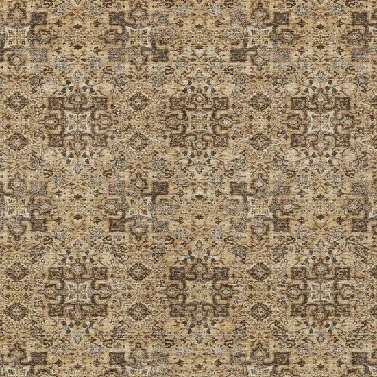Copper And Green Oriental Washable Indoor Outdoor Area Rug Photo 3
