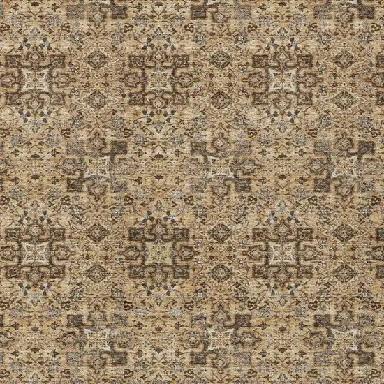 Copper And Green Oriental Washable Indoor Outdoor Area Rug Photo 3